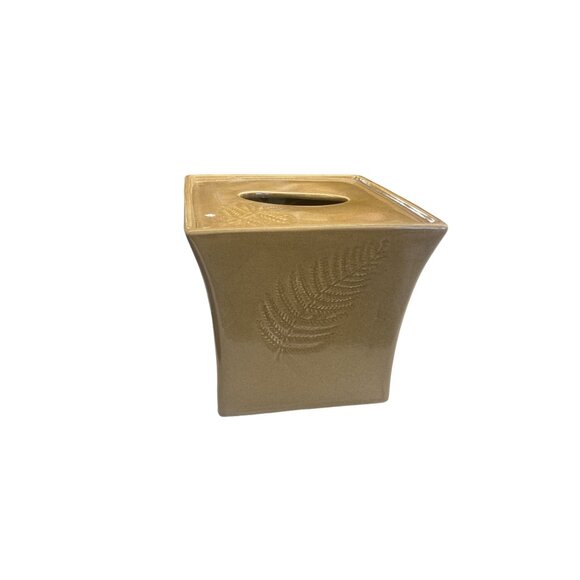 Vintage Ceramic Tissue Box Cover With Embossed Leaf Design - Picture 1 of 6